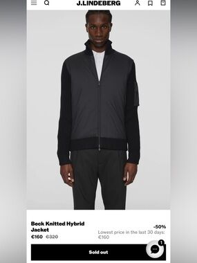 BNWT - Men | Beck Knitted Hybrid Jacket | Black - Size L
J.Lindeberg